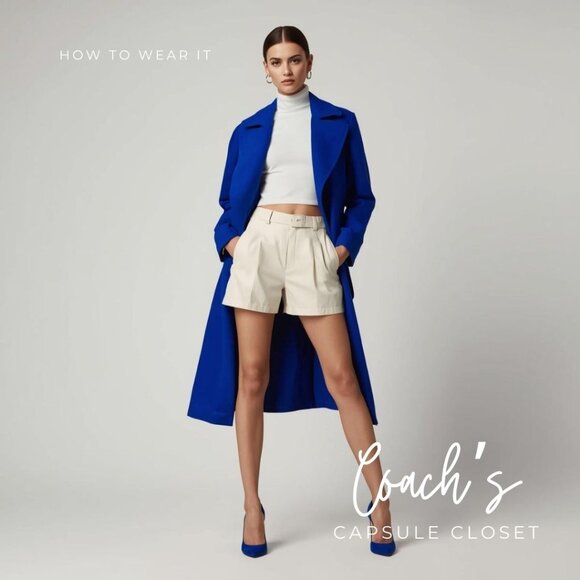 Cobalt Blue Wool-Blend Trench Coat – Size Small | Coach’s Capsule Closet - Picture 5 of 10